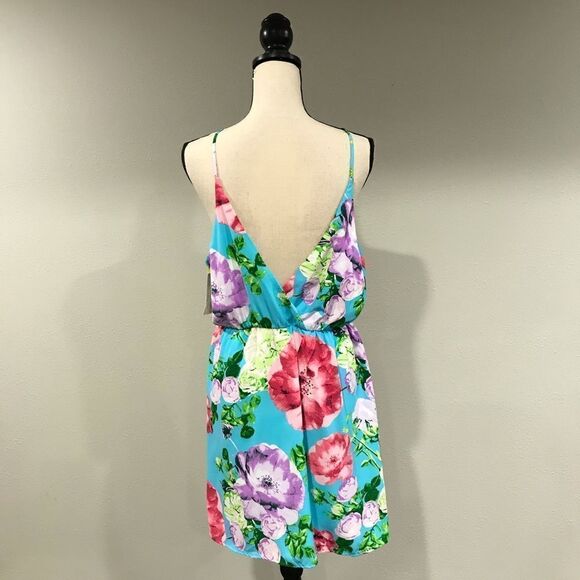 PUNK OWL blue floral mini dress with straps size L - Picture 7 of 12